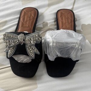 NIB Kurt Geiger Black and Silver Embellished Sandals